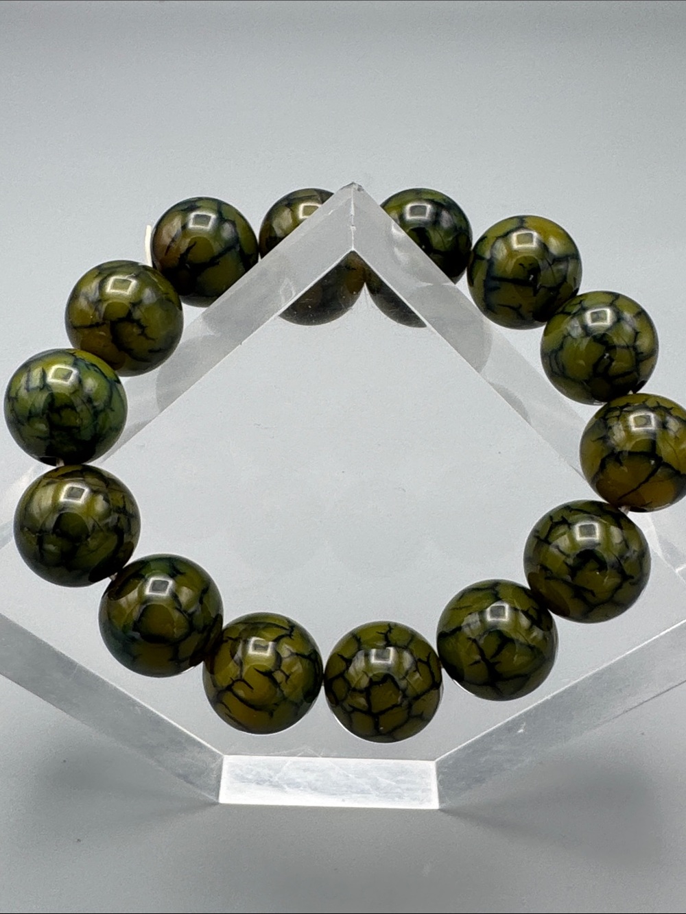 Green Dragon Vein Agate Stretch Bracelet